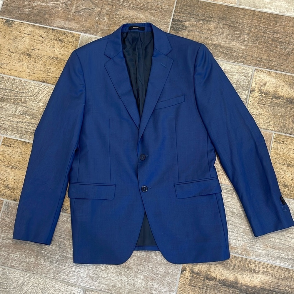 Massimo Dutti Mens Blue Wool Sport Coat Suit Jacket Size 40